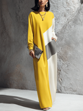 Amelia | Colour-block maxi dress in bold yellow and white