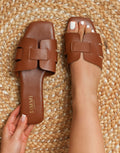 Holly Tan Slip On Flat Sandals